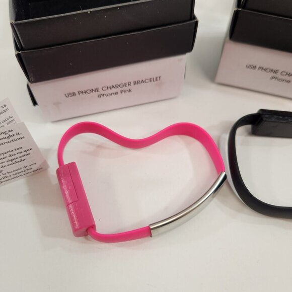 Avon USB Phone Charger Bracelet x 4 iPhone Black Pink NEW - Picture 2 of 10